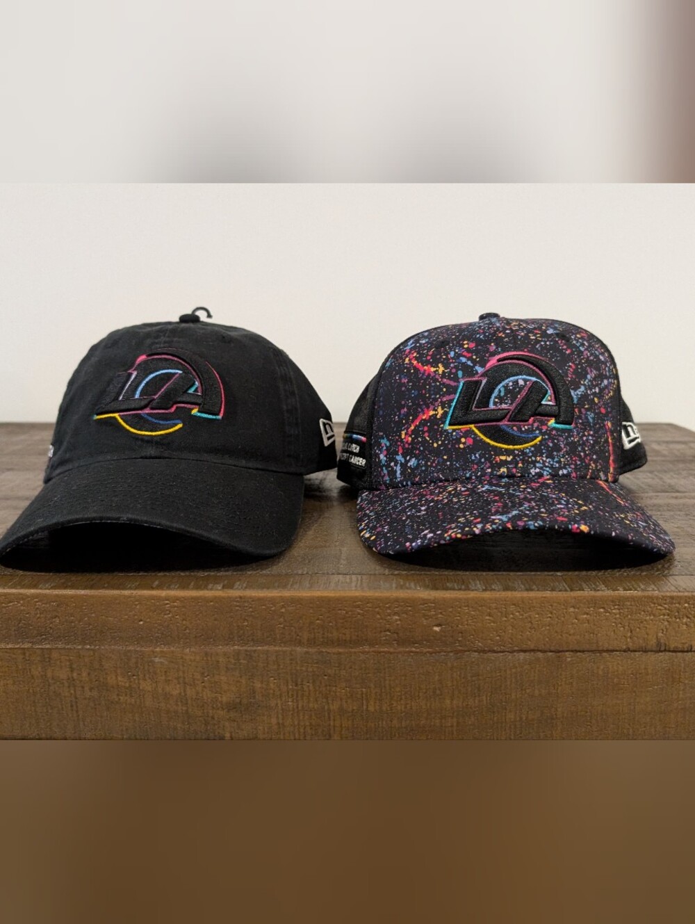 2 Official LA Rams NFL New Era Black Caps